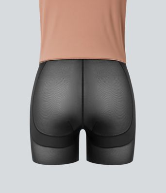 High Waisted Tummy Control Butt Lifting Midi Leopard Print Casual Shapewear Skirt