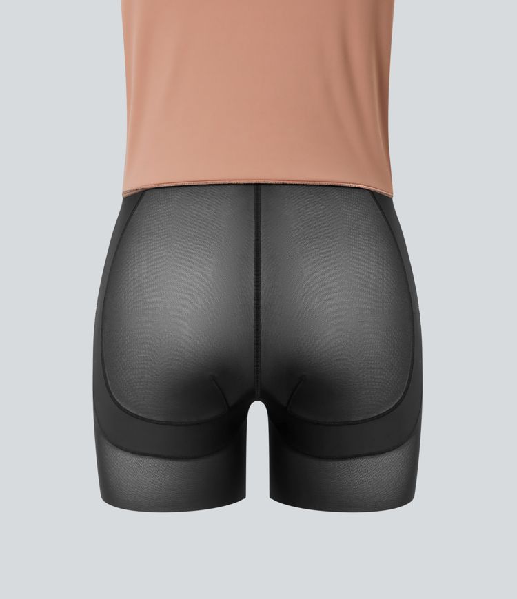 High Waisted Tummy Control Butt Lifting Midi Leopard Print Casual Shapewear Skirt