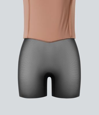 High Waisted Tummy Control Butt Lifting Midi Leopard Print Casual Shapewear Skirt