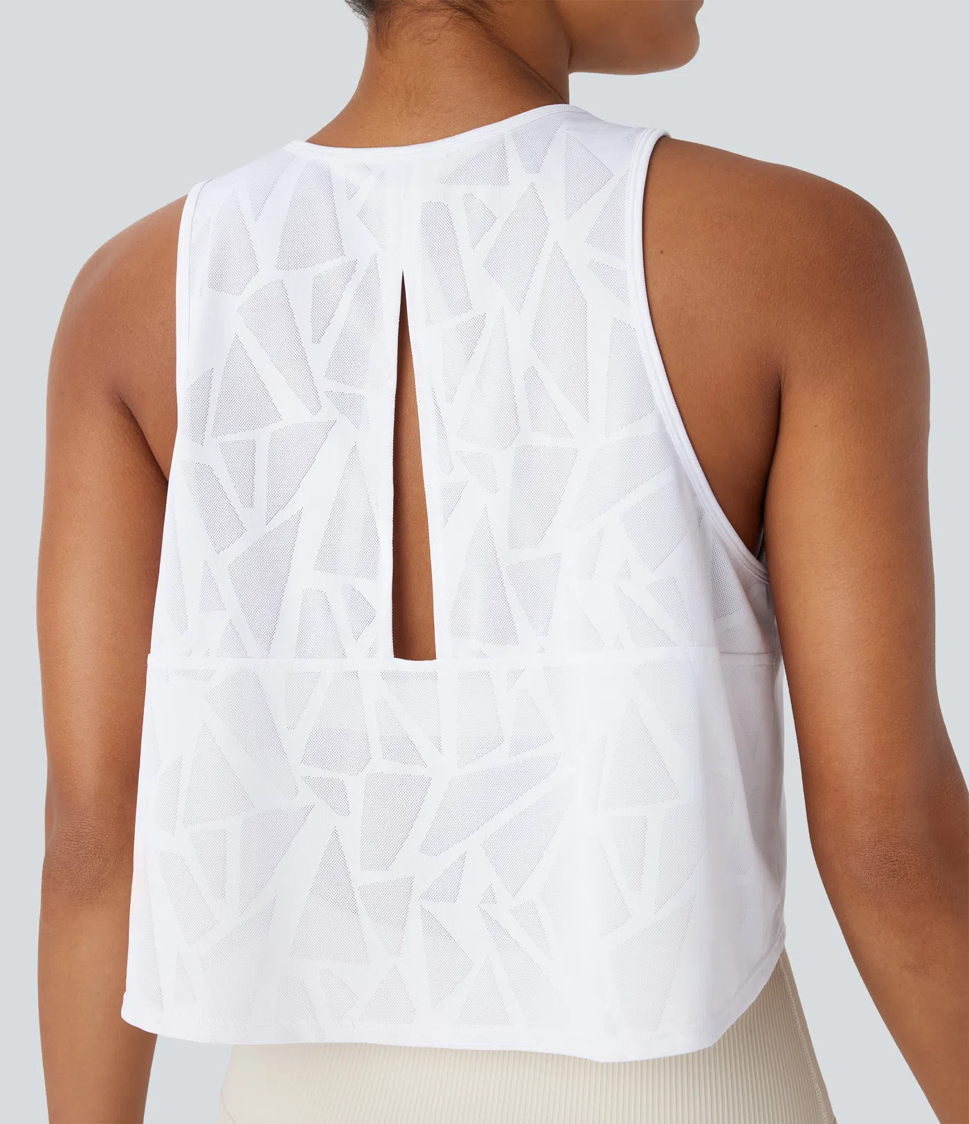 Round Neck Cut Out Cropped Yoga Tank Vest Top