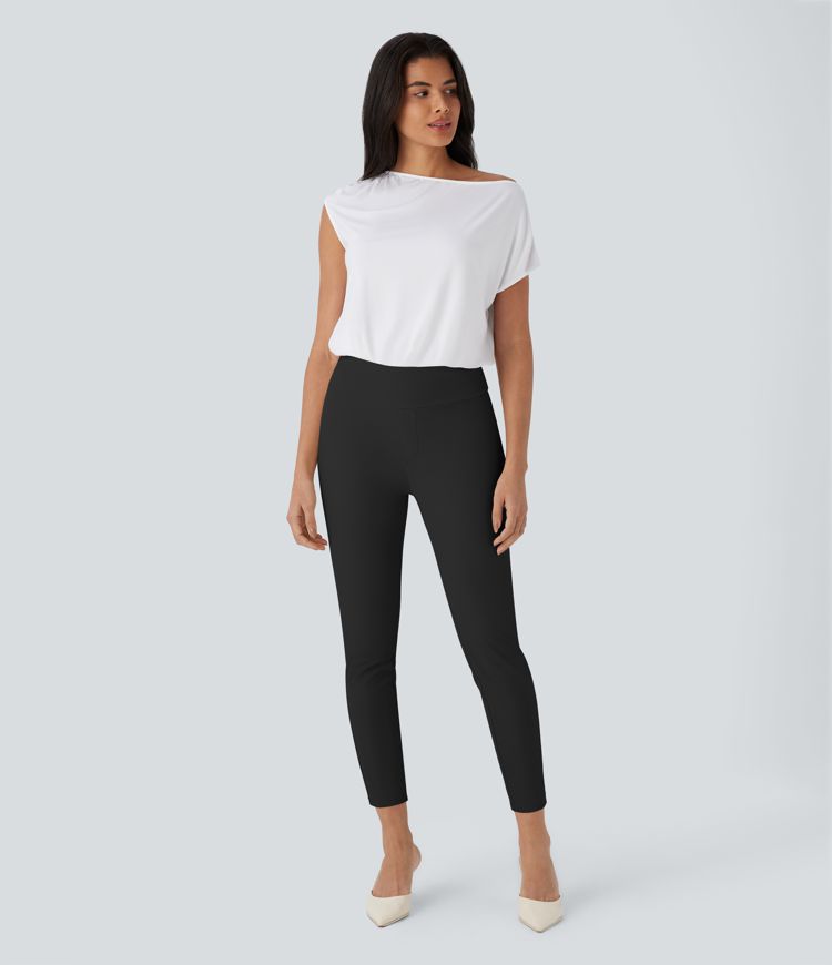 High Waisted Skinny Tapered Work Pants