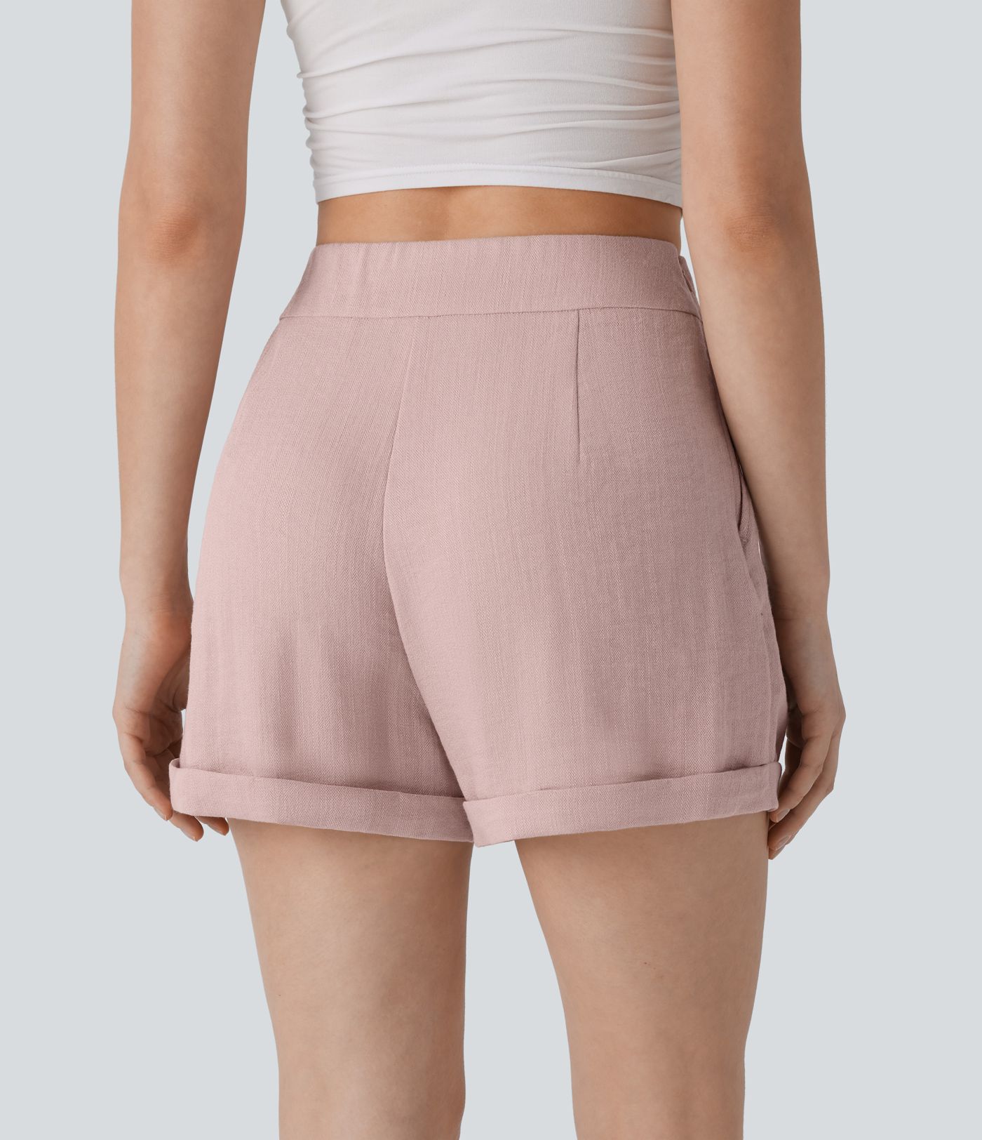 Pantalón corto tiro alto bolsillo lateral cremallera invisible