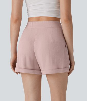 Pantalón corto tiro alto bolsillo lateral cremallera invisible