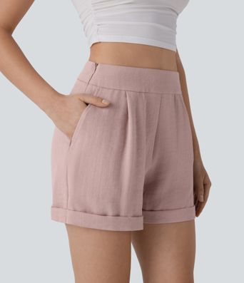 Pantalón corto tiro alto bolsillo lateral cremallera invisible