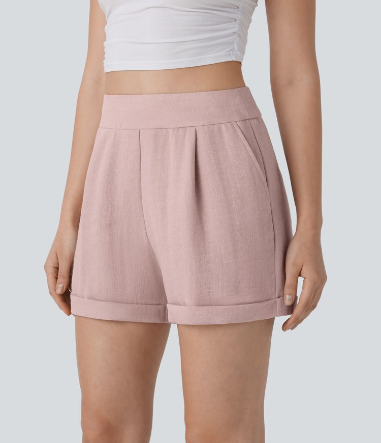 Pantalón corto tiro alto bolsillo lateral cremallera invisible