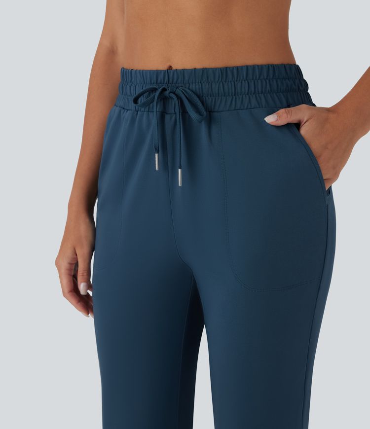 High Waisted Drawstring Pocket Dance Pedal Pusher Joggers