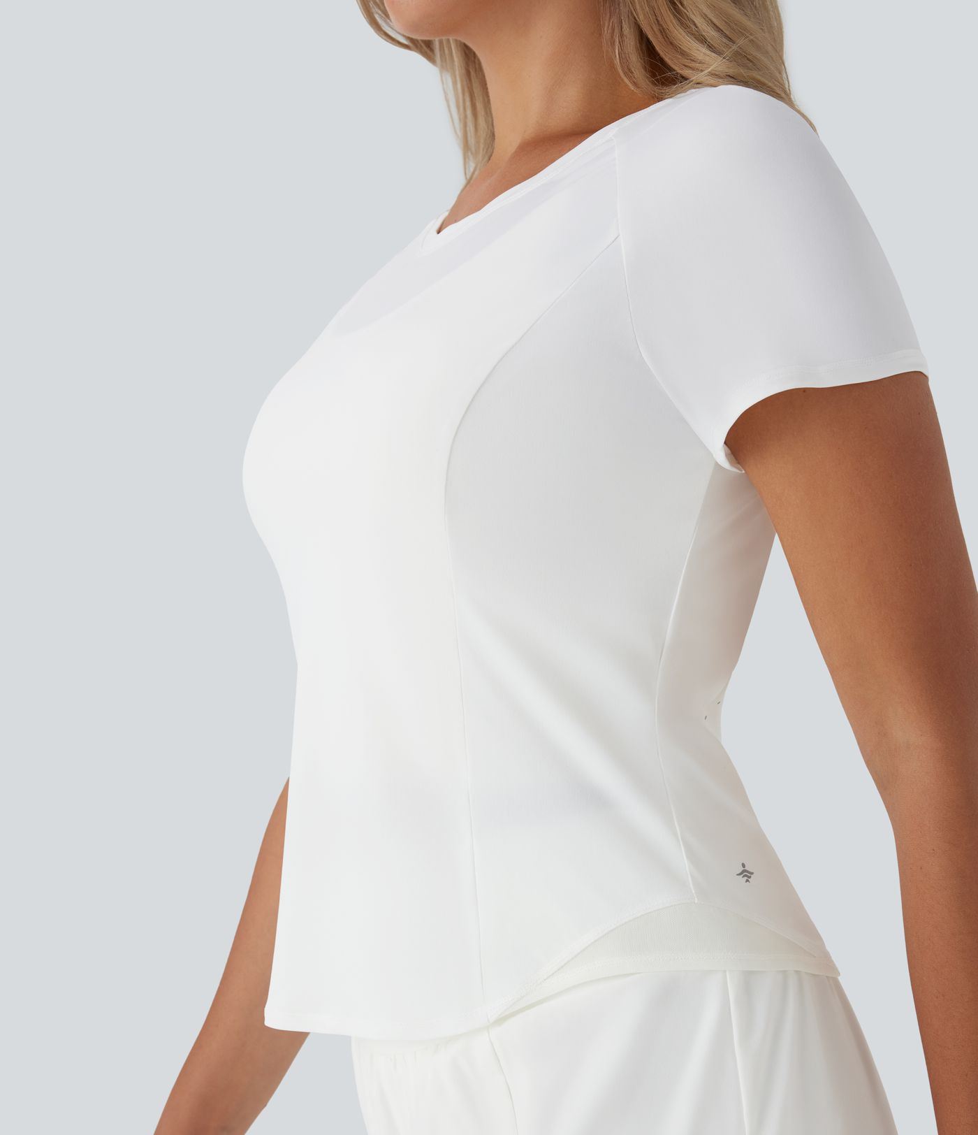 Reflective Round Neck Short Sleeve Contrast Mesh Cut Out  Quick Dry Running Sports Top