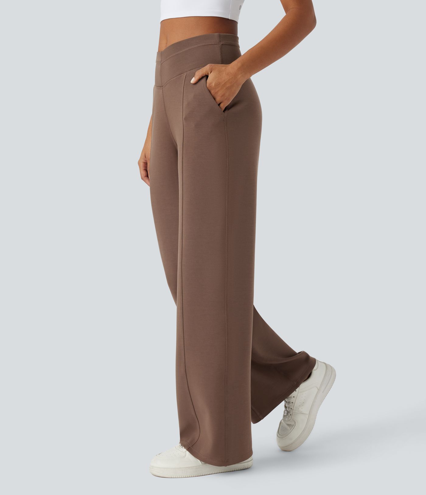 Pantalon décontracté SpacerTek™ taille haute, jambe large en V avec poches