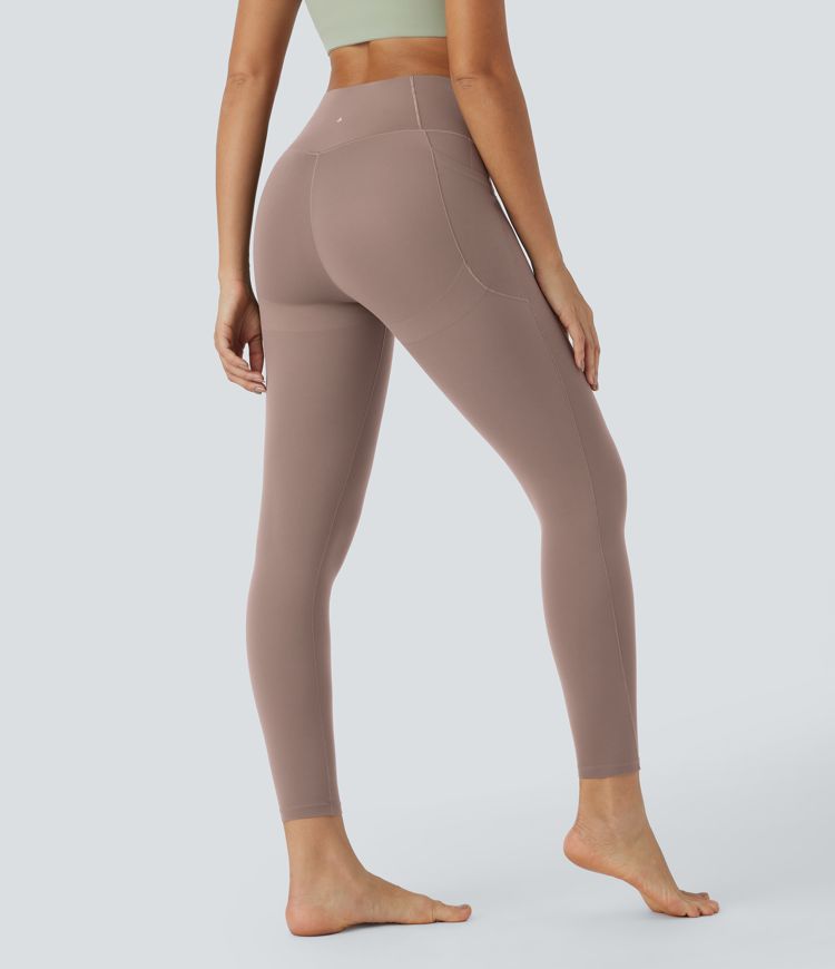 UltraSculpt™ High Waisted Crossover Tummy Control Butt Lifting Side Pocket Yoga 7/8 Leggings