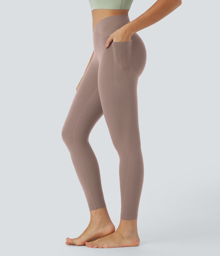 UltraSculpt™ High Waisted Crossover Tummy Control Butt Lifting Side Pocket Yoga 7/8 Leggings