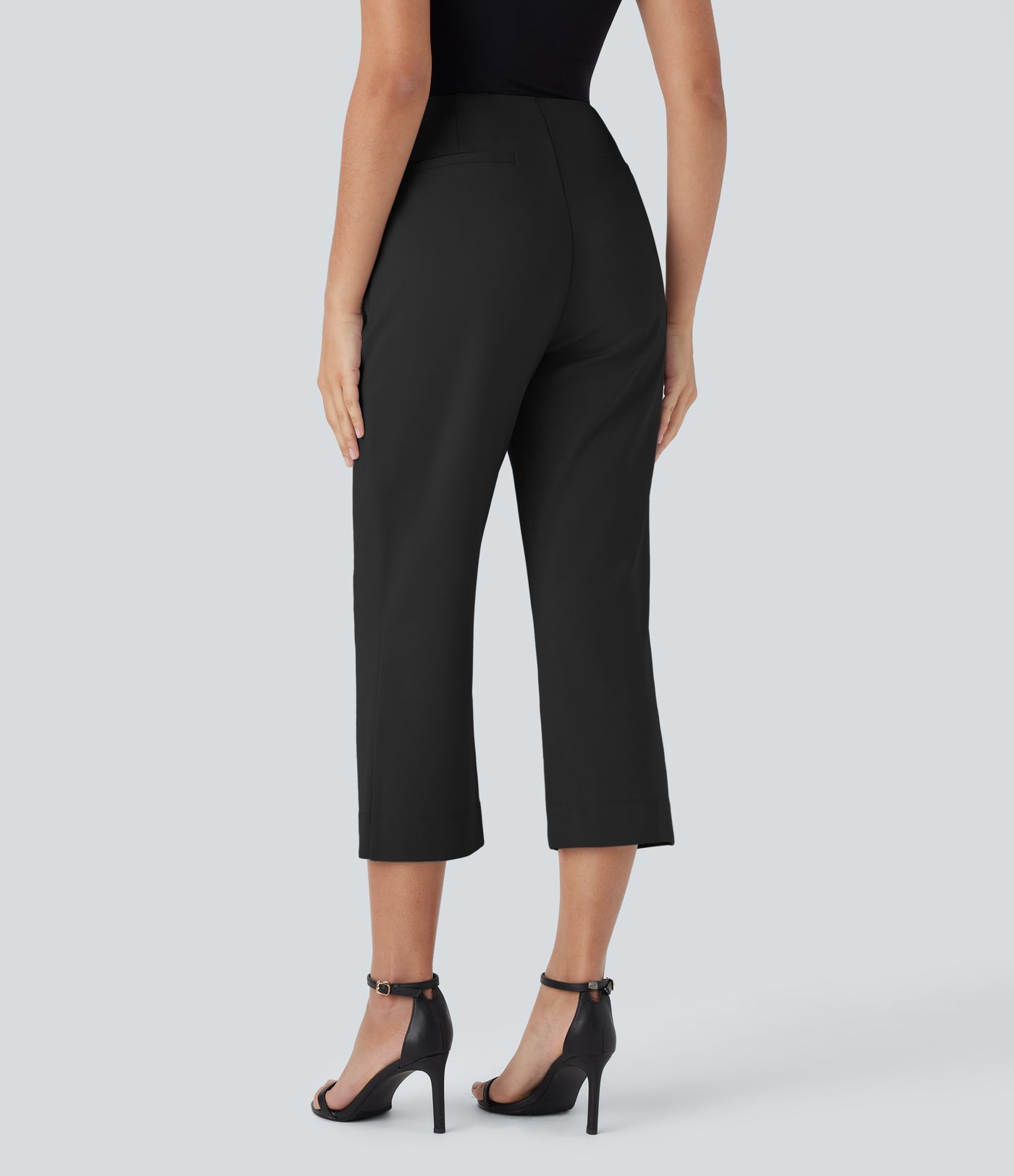 Pantalones Capri de trabajo rectos de cintura alta con bolsillos