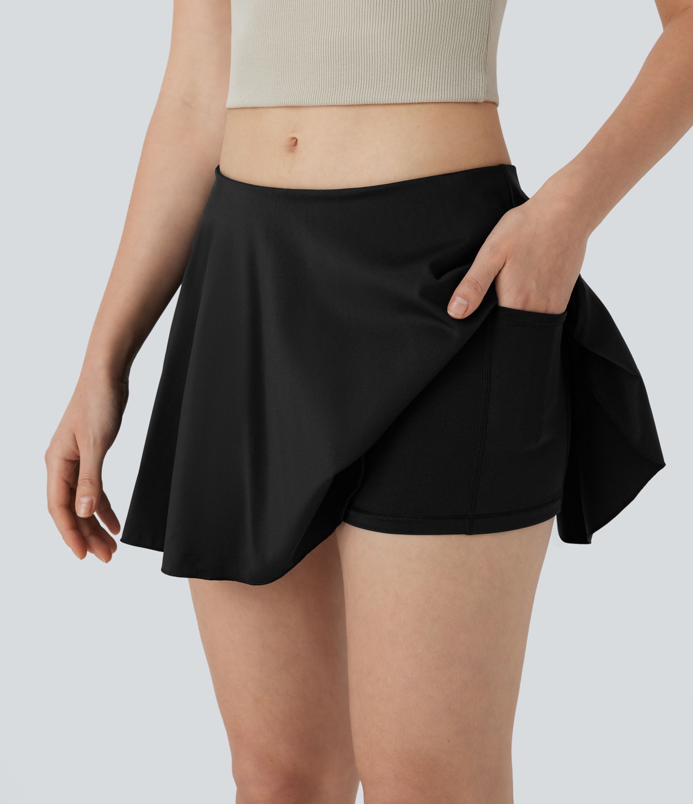 SoftlyZero™ Airy Low Rise 2-in-1 Pocket Cool Touch A Line Mini Casual Skirt-UPF50+