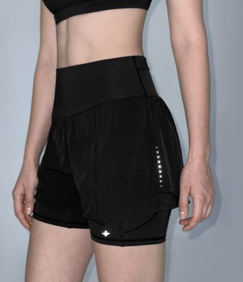 SpeedWave™ High Waisted Tummy Control Reflective Pockets Contrast Mesh 2-in-1 Quick Dry Running Shorts