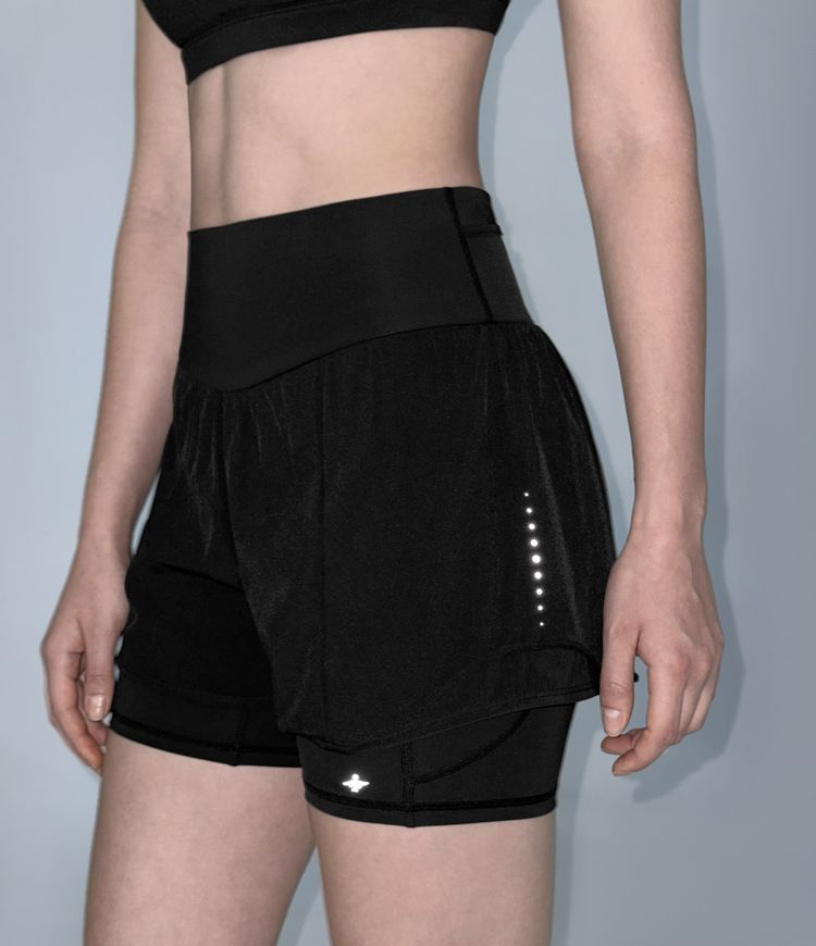 SpeedWave™ High Waisted Tummy Control Reflective Pockets Contrast Mesh 2-in-1 Quick Dry Running Shorts