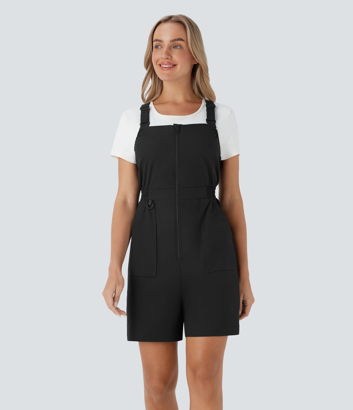 Wasserabweisender, verschleißfester Camping-Overall mit mehreren Taschen, verstellbaren Trägern und Reißverschluss