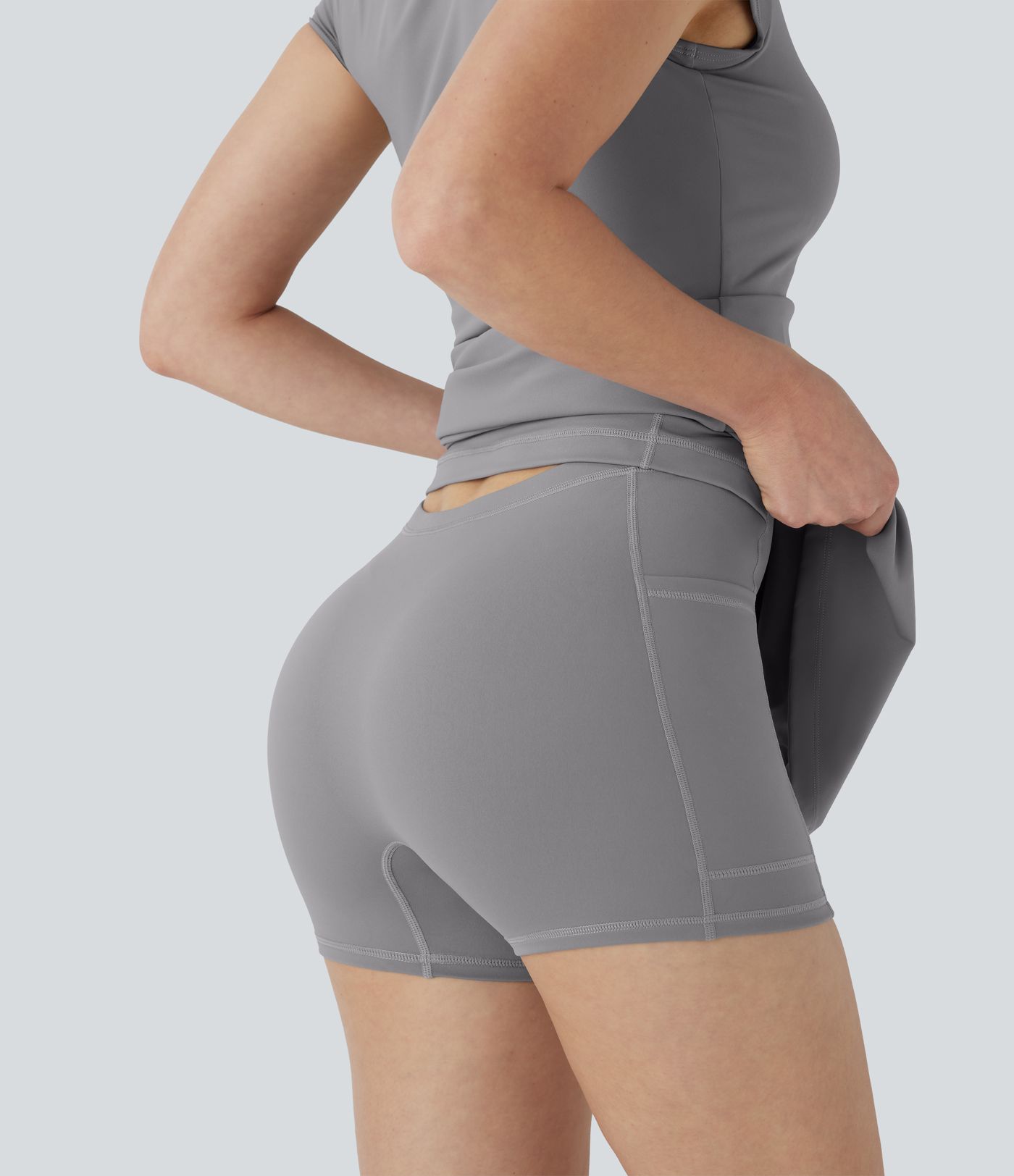 Robe Mini 2-en-1 Encolure Carrée à Manches Courtes avec Poches Latérales Sensation Fraîcheur Softlyzero™ Airy - Facile à Enfiler - UPF50+