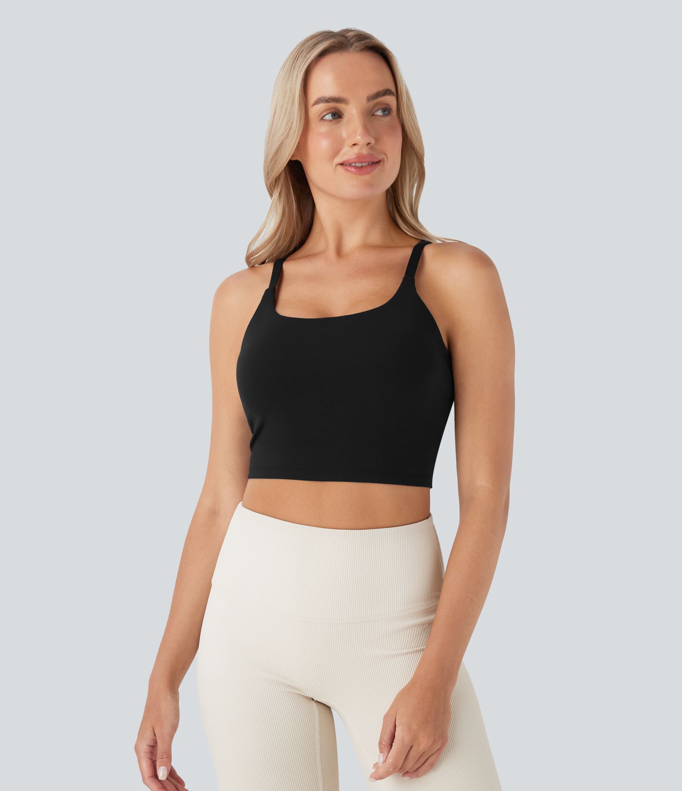 SoftlyZero™ Plush Basic Padded Cropped Running Cami Top D-F Cups