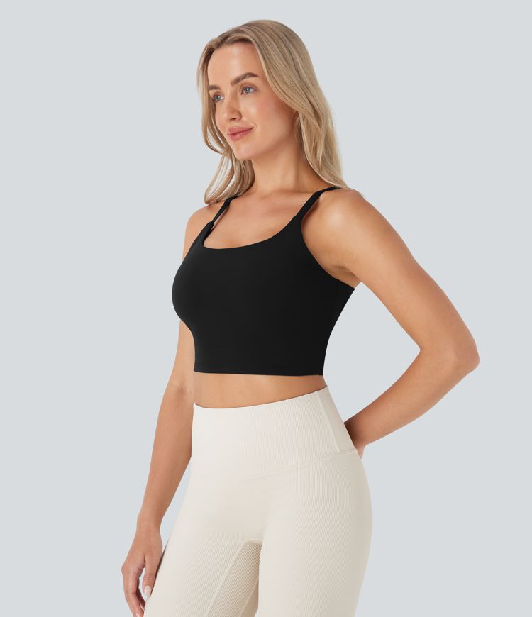 SoftlyZero™ Plush Basic Padded Cropped Running Cami Top D-F Cups