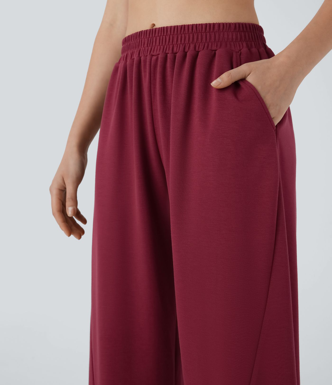 Mid Rise Pocket Barrel Leg Casual Pants