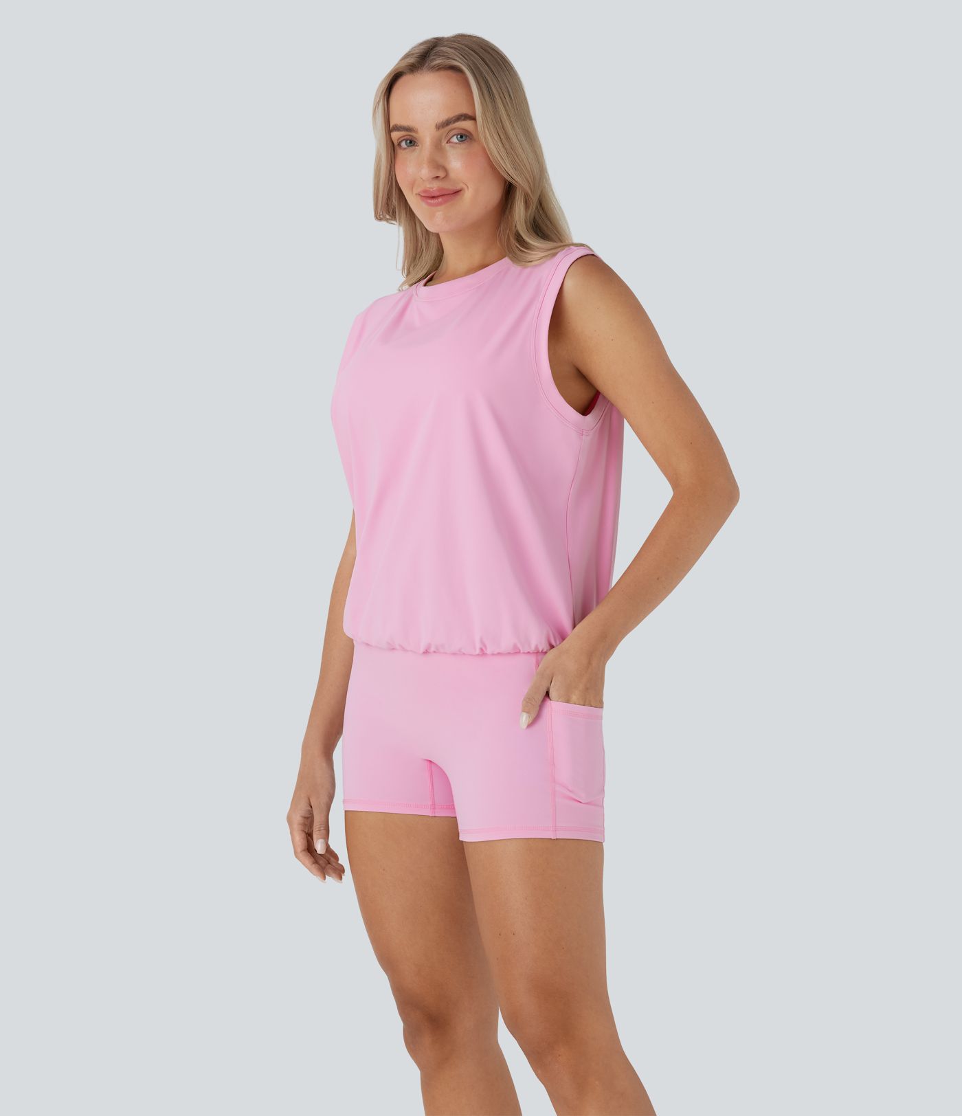 Bolsa de ioga SoftlyZero™ com contas, decote redondo, sem mangas, com compartimentos - toque refrescante, proteção UPF50+