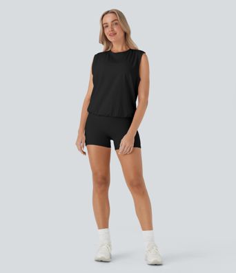 SoftlyZero™ Airy Round Neck Sleeveless Pocket Cool Touch Yoga Jumpsuit-UPF50+