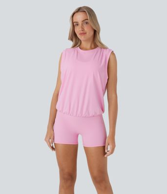 Bolsa de ioga SoftlyZero™ com contas, decote redondo, sem mangas, com compartimentos - toque refrescante, proteção UPF50+