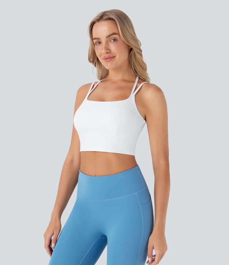 Softlyzero™ Plush Low Support Double Straps Backless Crisscross Push Up Yoga Sports Bra