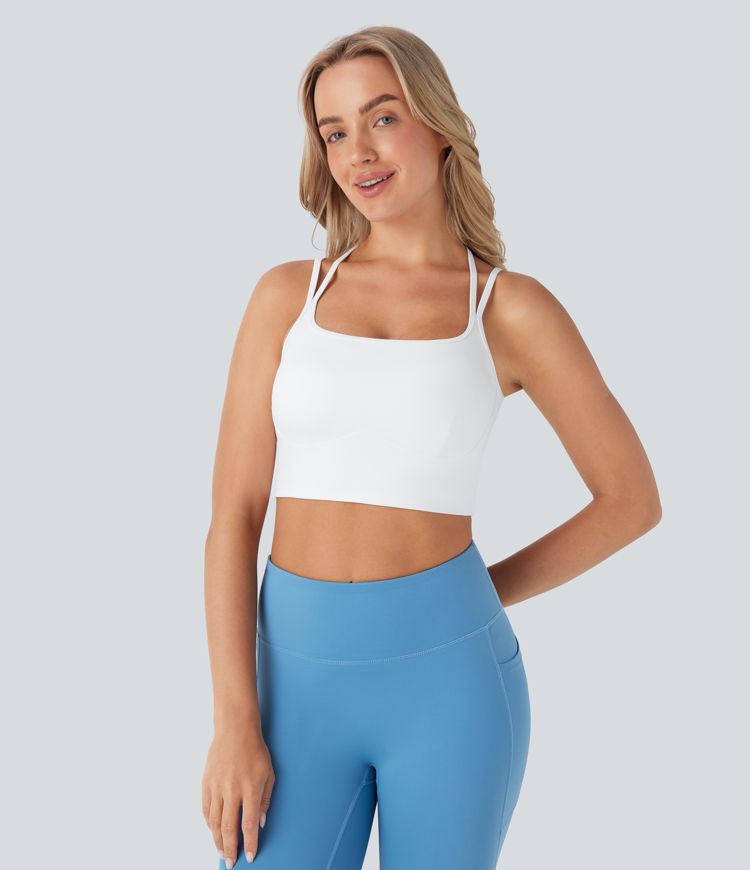 Softlyzero™ Plush Low Support Double Straps Backless Crisscross Push Up Yoga Sports Bra