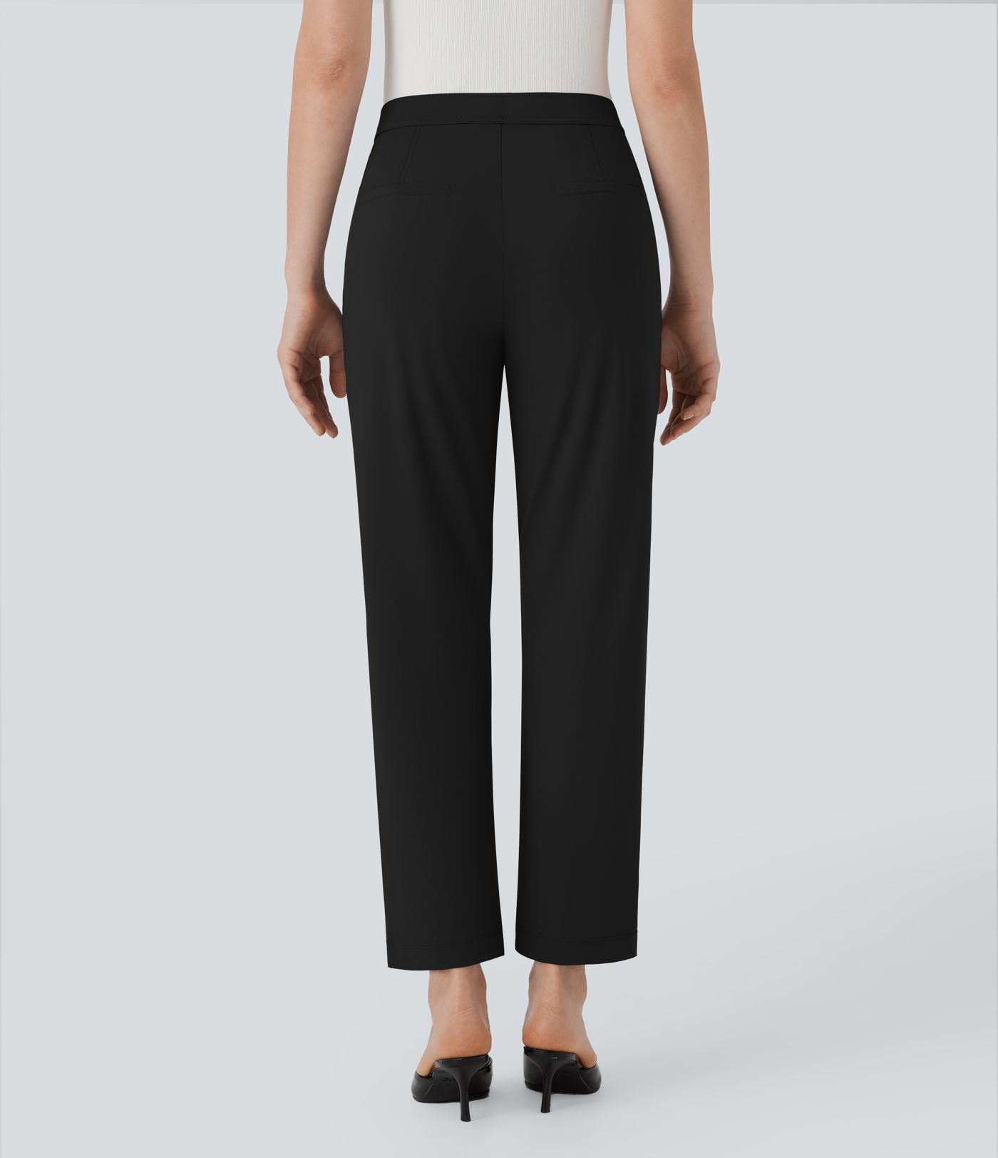 Pantalon de travail élégant à queue haute, coupe fuselée, effet rafraîchissant, avec poches