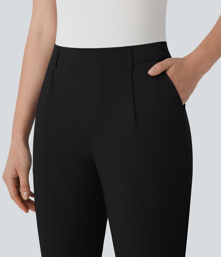 Pantalon de travail élégant à queue haute, coupe fuselée, effet rafraîchissant, avec poches