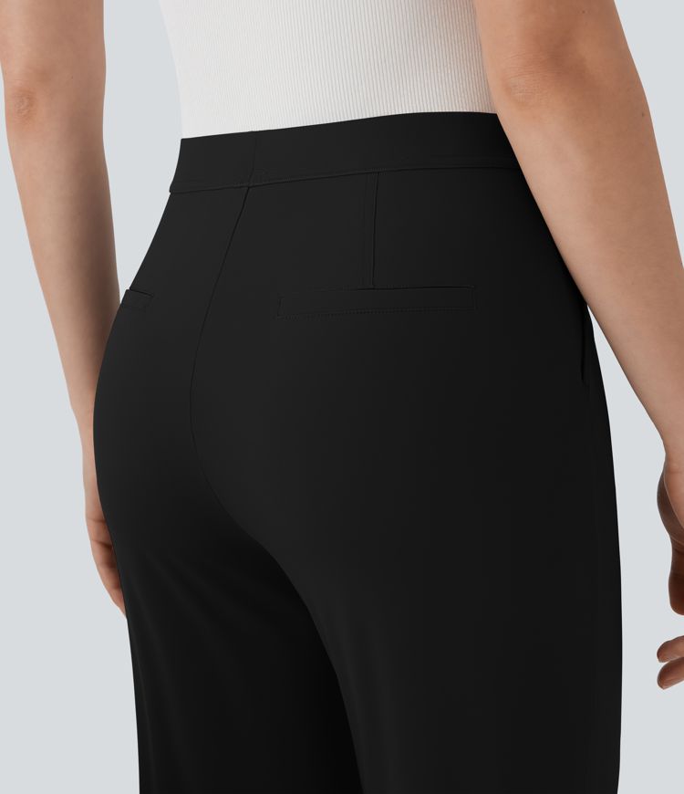 Pantalon de travail élégant à queue haute, coupe fuselée, effet rafraîchissant, avec poches