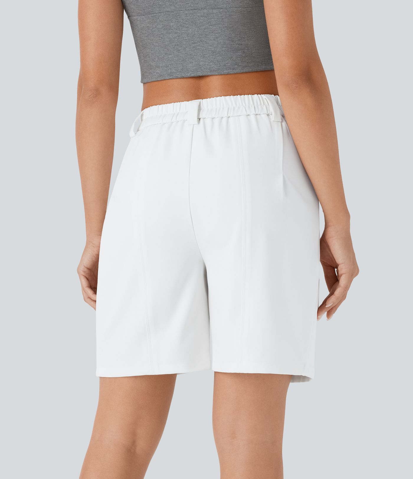 Mid Rise Zipper Pocket Barrel Leg Casual Bermuda Shorts