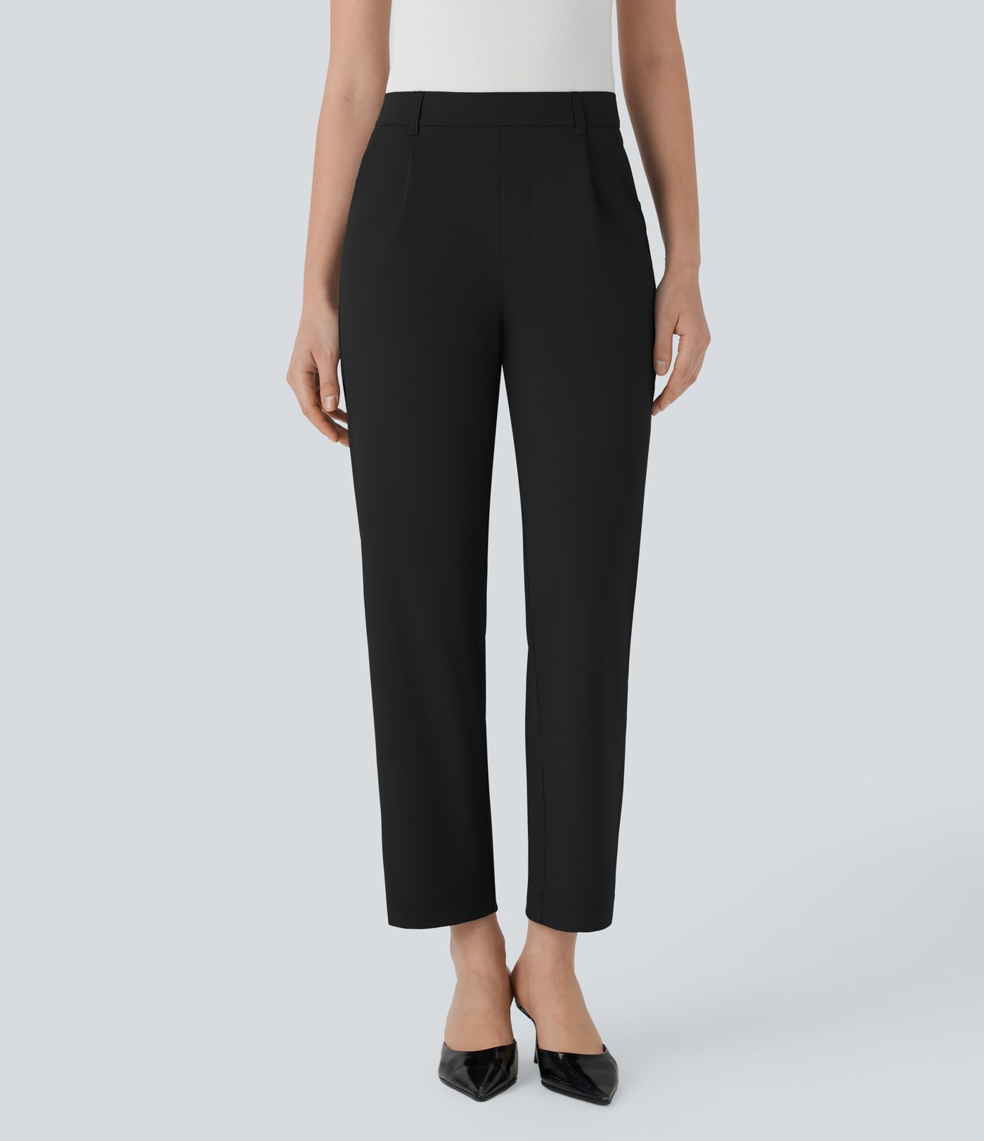 Pantalon de travail élégant à queue haute, coupe fuselée, effet rafraîchissant, avec poches