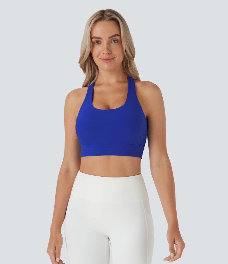 Low Support Backless Racerback Crisscross Yoga Sports Bra-D/DD/DDD/F Cups