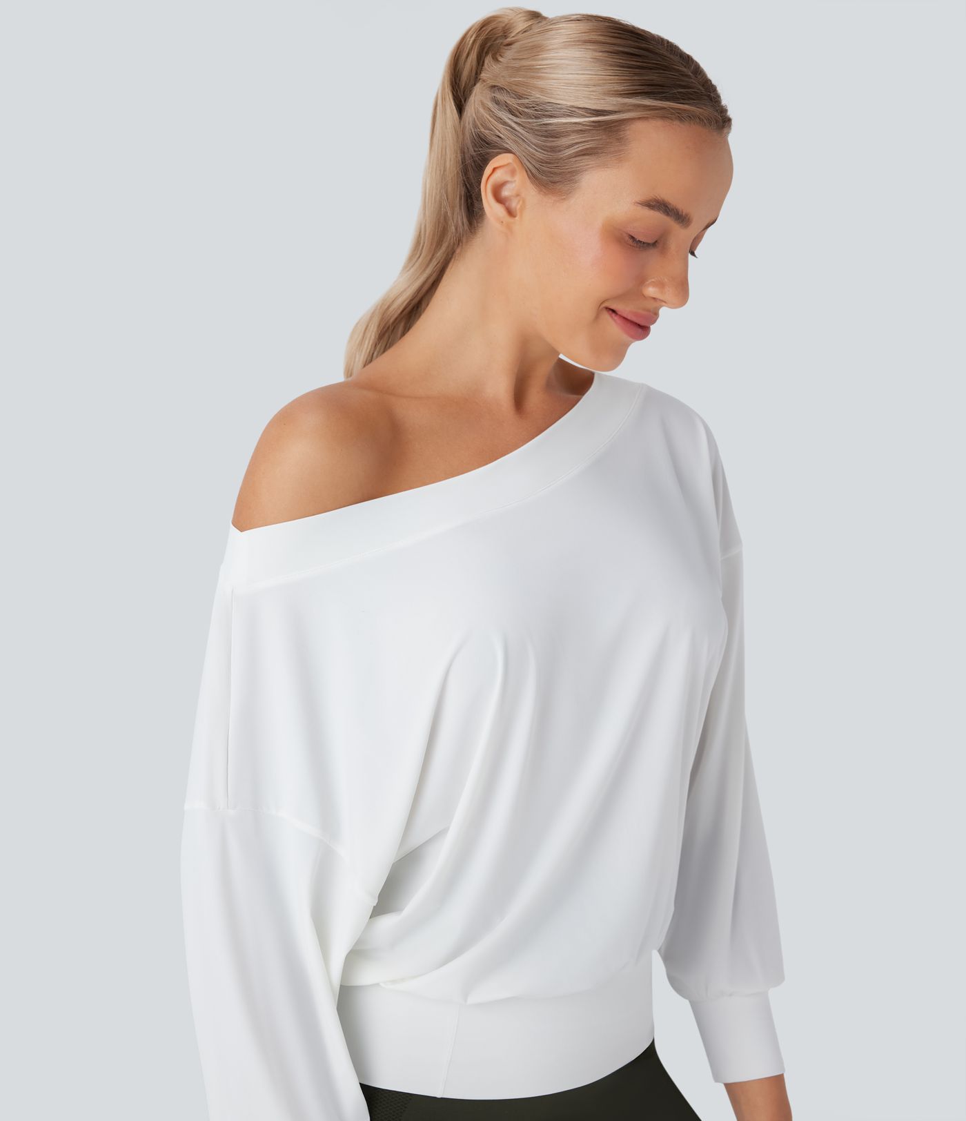 Oversized Yoga-Sport-Top mit One-Shoulder-Design und Cool-Touch - schnelltrocknend