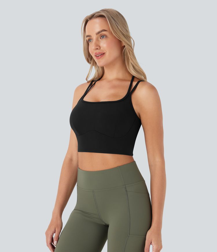 SoftlyZero™ Plush Low Support Double Straps Yoga Sports Bra A-D Cups