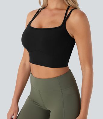 SoftlyZero™ Plush Low Support Double Straps Yoga Sports Bra A-D Cups