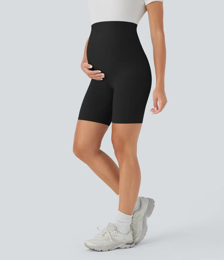 SoftlyZero™ Super High Waisted Maternity Yoga Biker Shorts 7''-UPF50+