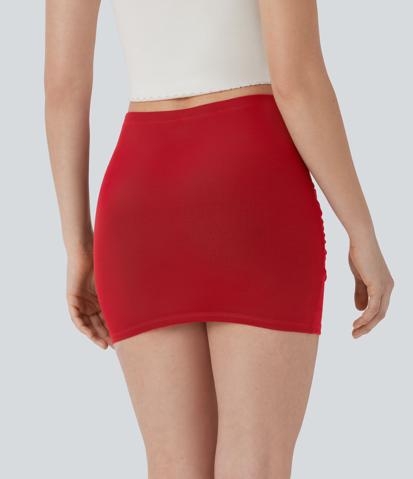 Hohe Taille Kontrast Mesh Bodycon Mini Casual Rock