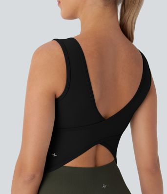Débardeur de danse à encolure en U avec effet croisé, bonnets D–F