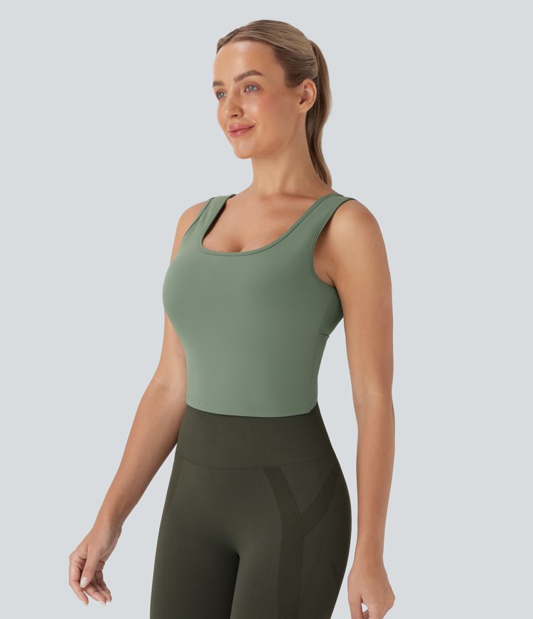 U Neck Backless Crossover Dance Tank Top-D/DD/DDD/F Cups