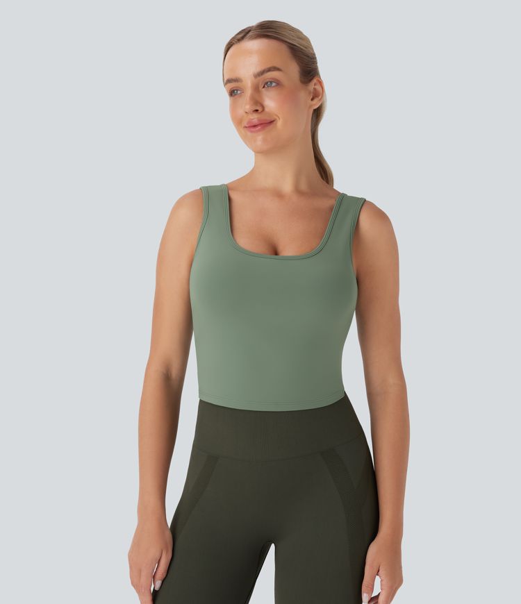 U Neck Backless Crossover Dance Tank Top-D/DD/DDD/F Cups