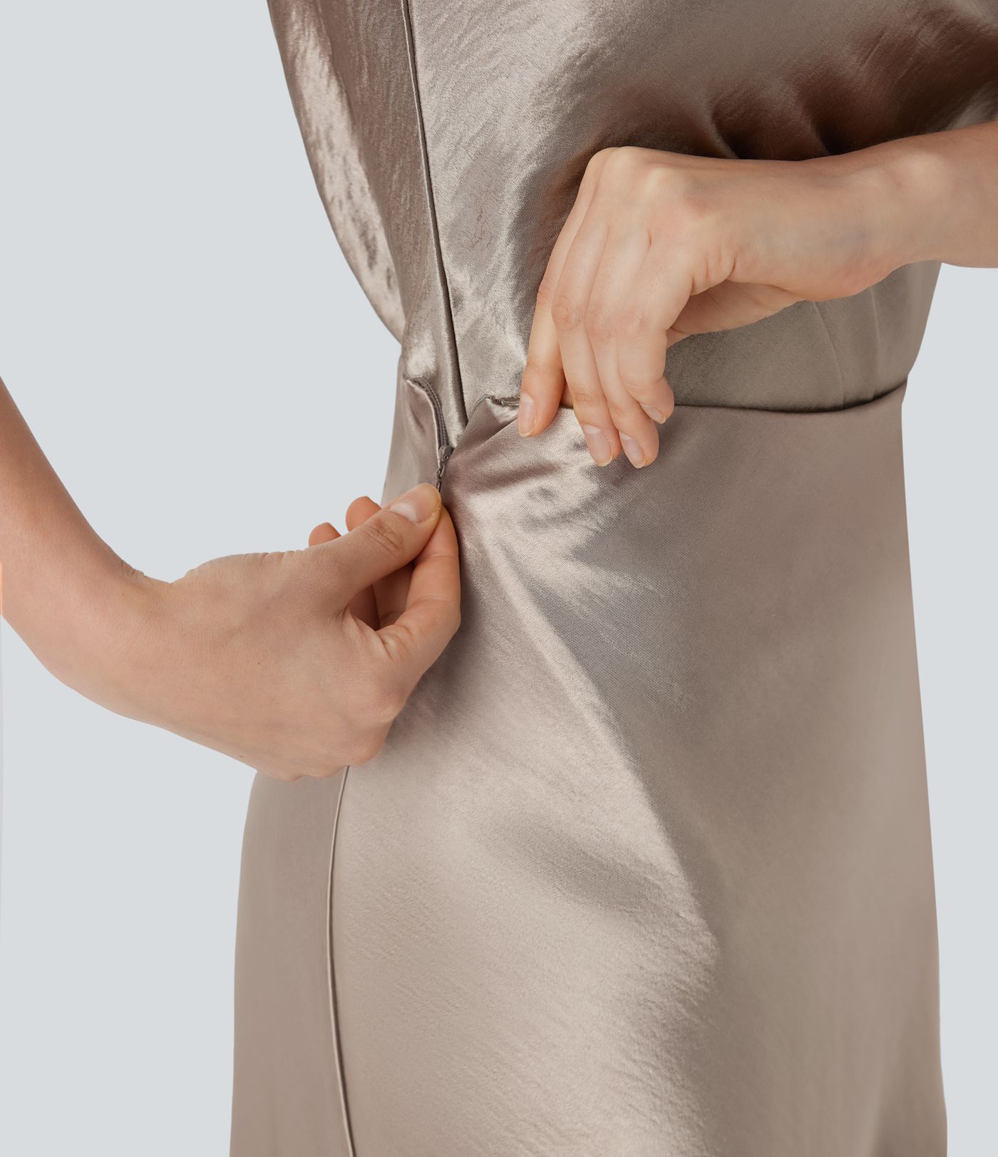 High Waisted Invisible Zipper Satin Mini Work Mermaid Skirt