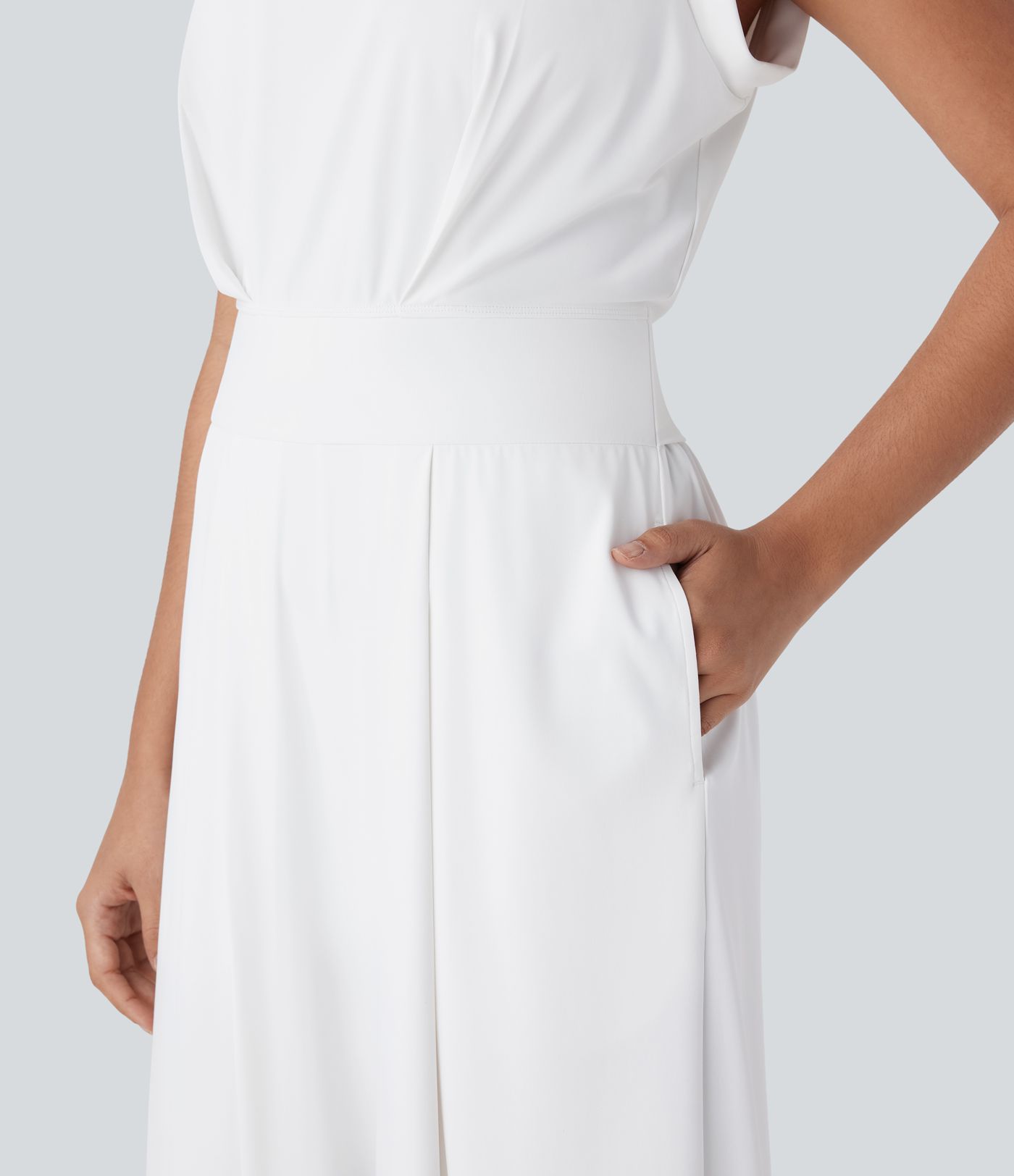 SoftlyZero™ QuickDry Okrogel Ovratnik Brez Rokavov Keyhole Žep Joga Kombinezon - Enostavna Izdaja