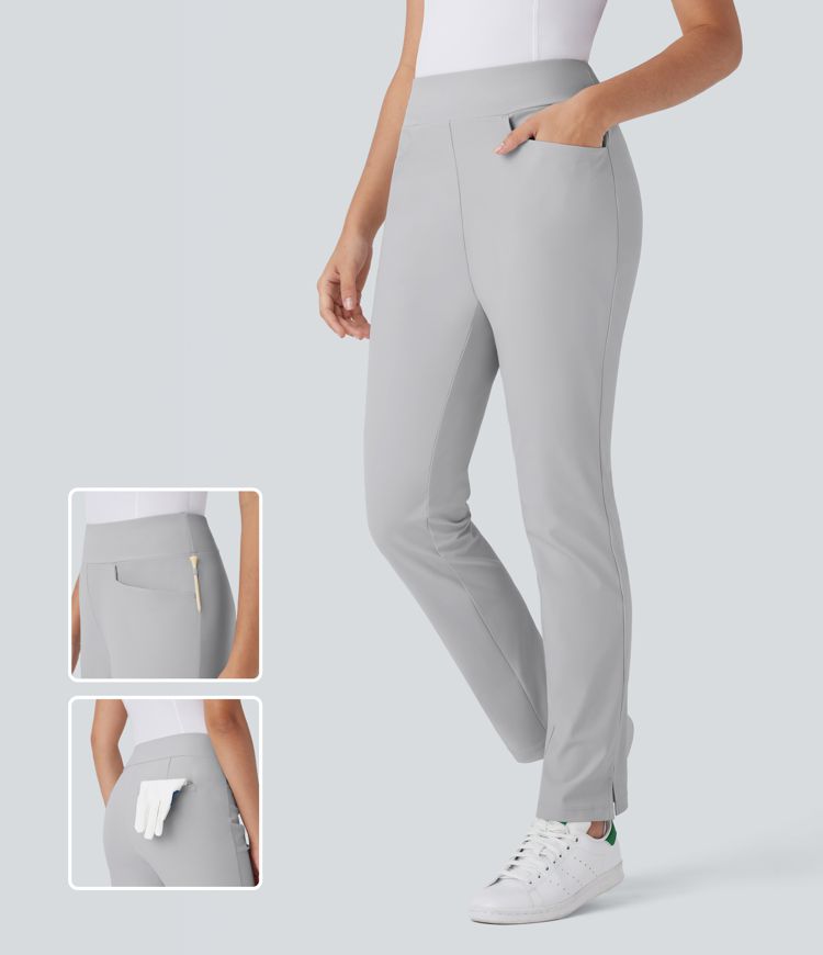 Mid Rise Multiple Pockets Split Tapered Quick Dry Golf Pants-Golf Tee Pocket-UPF40+