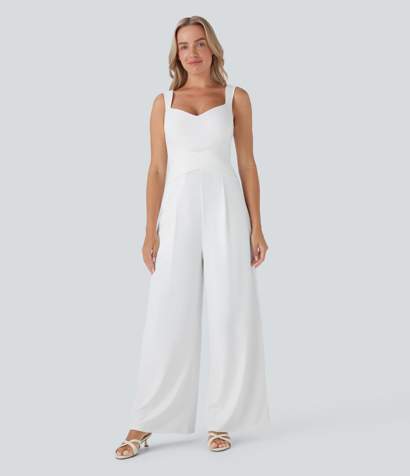U Back Sleeveless Casual Party Jumpsuit with Pockets