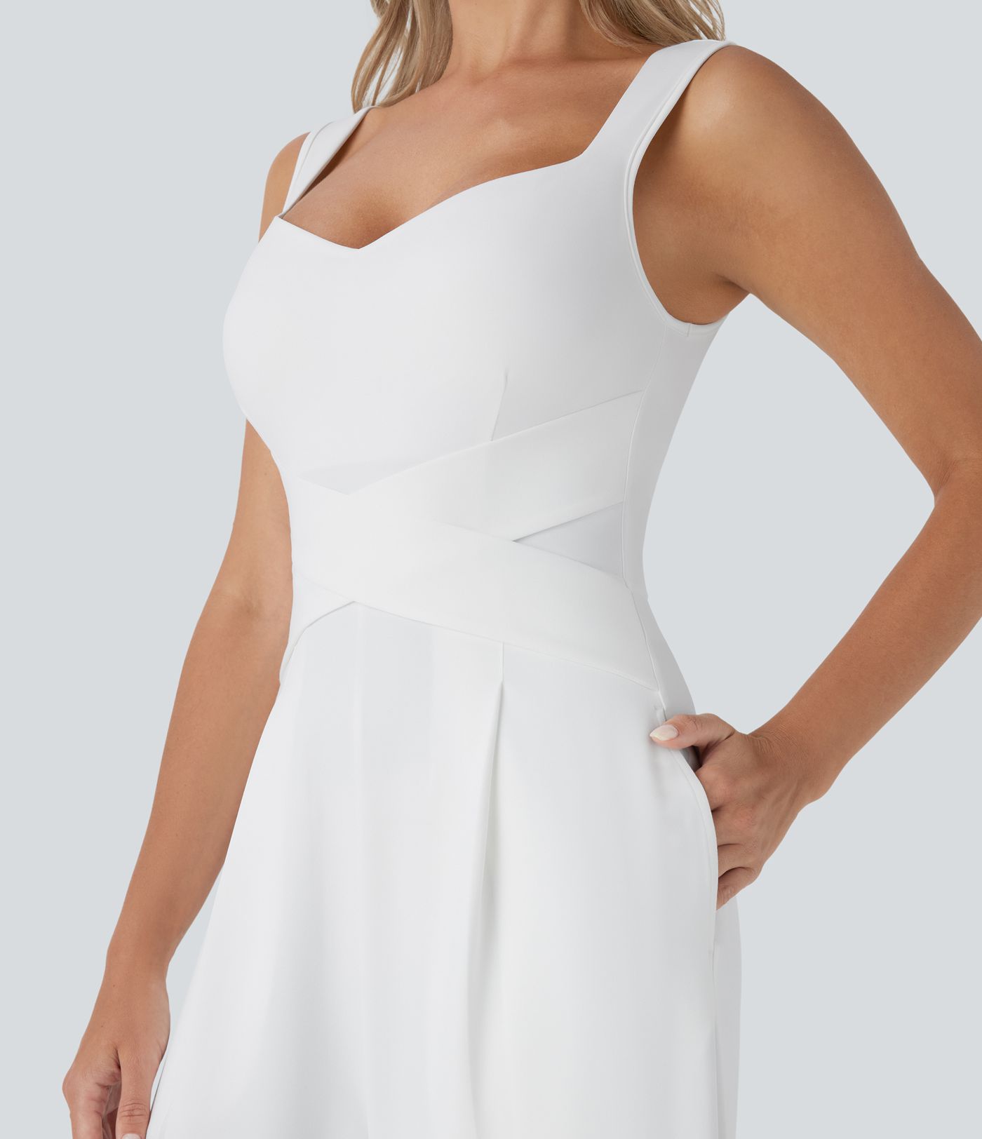 U Back Sleeveless Casual Party Jumpsuit with Pockets