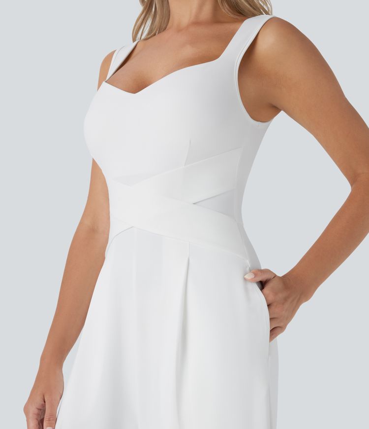 U Back Sleeveless Casual Party Jumpsuit with Pockets