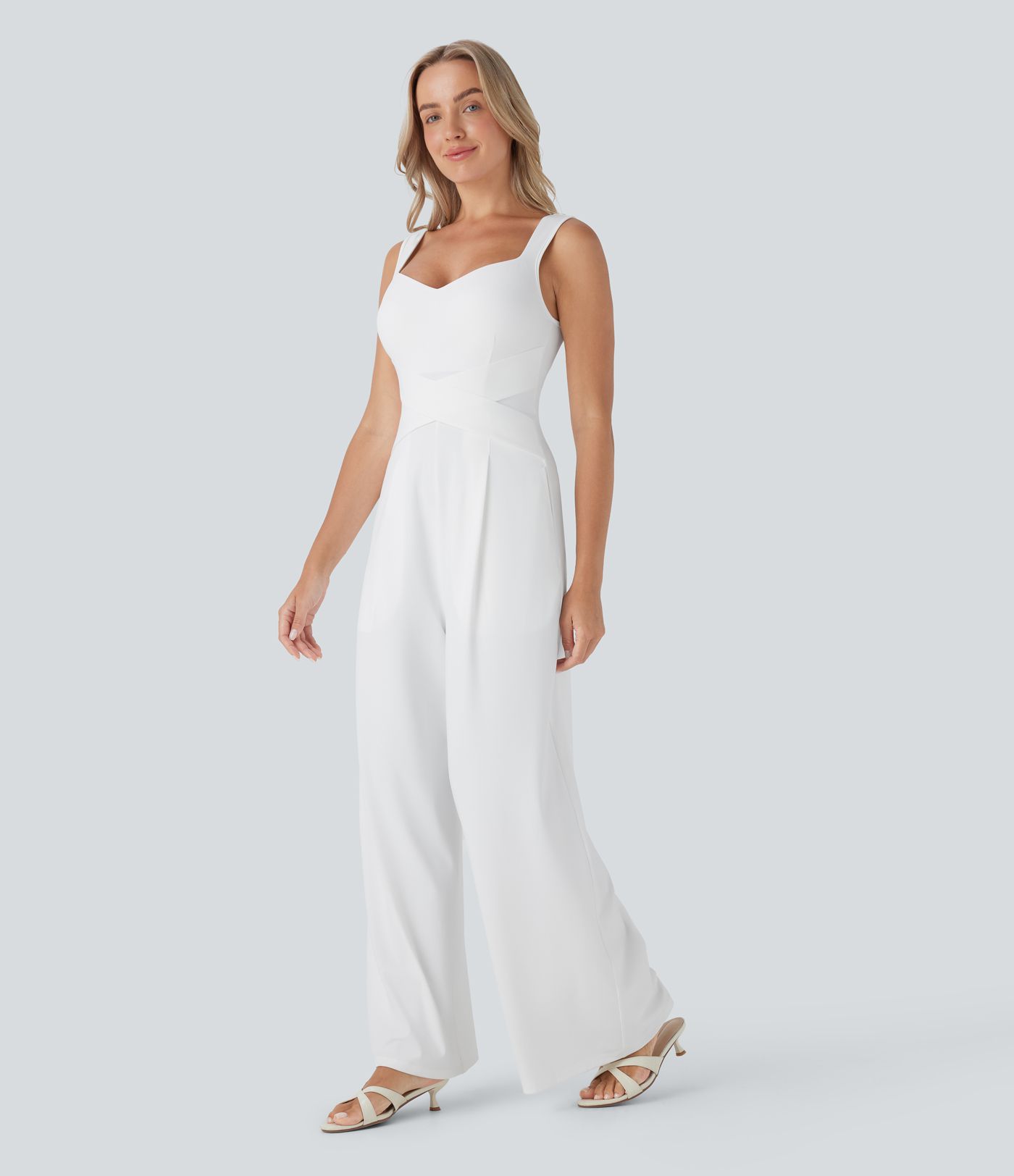 U Back Sleeveless Casual Party Jumpsuit with Pockets