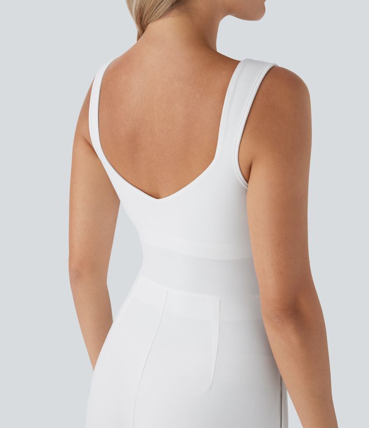 U Back Sleeveless Casual Party Jumpsuit with Pockets